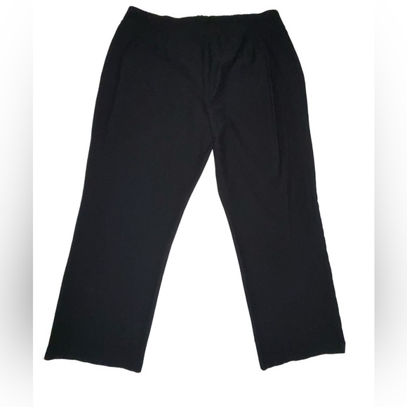 Eileen Fisher Cropped Crepe Wide Leg Pants Black (Large) lightweight workwear - Picture 4 of 9